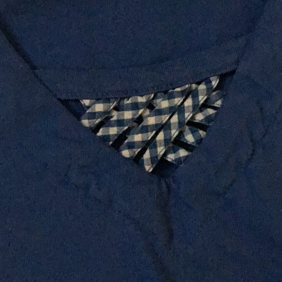 Blair Capri set-side pockets.Royal blue checked-PL - Picture 2 of 7